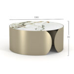 COFFEE TABLE ROUND SERIES OBSESSION SM18089 CERAMIC TOP WITH GLASS-METAL LEGS Φ80x35Hcm. - Image 2