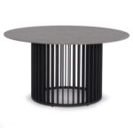 OUTDOOR ROUND DINING TABLE SERIES ETERNITY SM6177 ANTHRACITE ALUMINUM-GREY MARBLE LOOK SINTERED STONE Φ140cm.