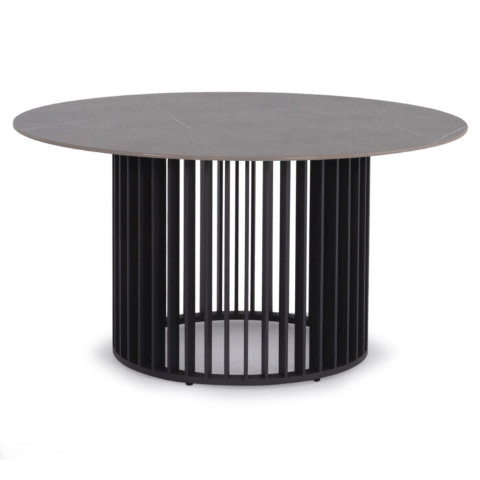 OUTDOOR ROUND DINING TABLE SERIES ETERNITY SM6177 ANTHRACITE ALUMINUM-GREY MARBLE LOOK SINTERED STONE Φ140cm. - Image 1