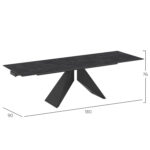 DINING TABLE EXTENDABLE DOMINION M18095 CERAMIC TOP-METAL LEGS 180(40+40)x90x76Hcm. - Image 2