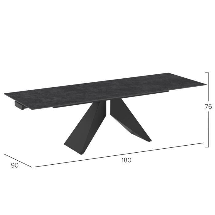 DINING TABLE EXTENDABLE DOMINION M18095 CERAMIC TOP-METAL LEGS 180(40+40)x90x76Hcm. - Image 2