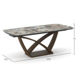 DINING TABLE EXTENDABLE EMPIRE SM18094 CERAMIC & GLASS TOP-METAL BASE 200(50+50)x100x77Hcm. - Image 2