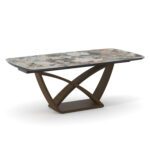 DINING TABLE EXTENDABLE EMPIRE SM18094 CERAMIC & GLASS TOP-METAL BASE 200(50+50)x100x77Hcm.
