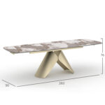 DINING TABLE EXTENDABLE HYPERION SM18097.02 CERAMIC TOP-METAL LEGS IN CHAMPAGNE COLOR 180(40+40)x90x76Hcm. - Image 2