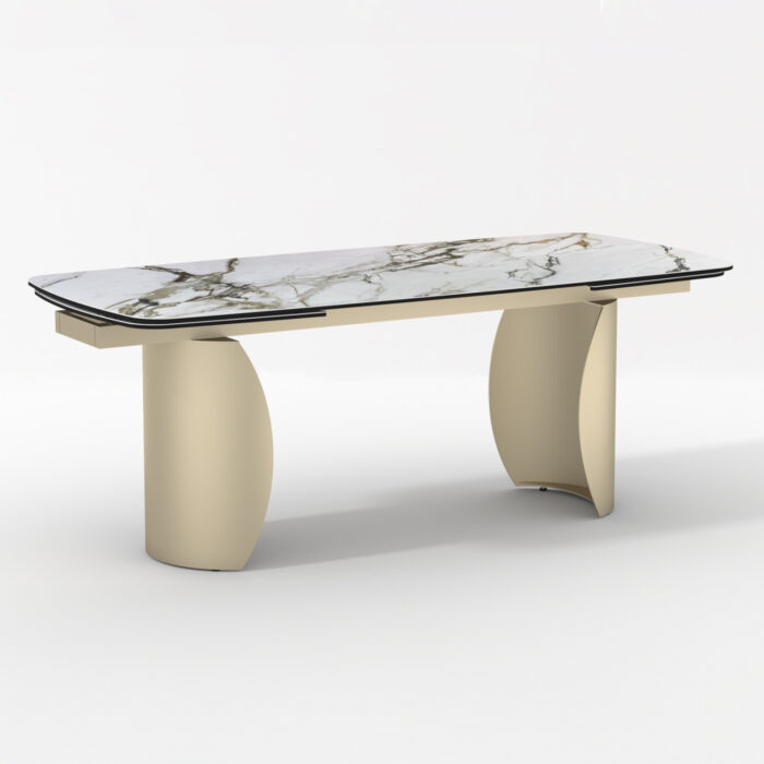 DINING TABLE SERIES OBSESSION SM18086 CERAMIC TOP WITH GLASS-METAL LEGS 200(+50+50)x100x77Hcm. - Image 1