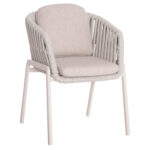 DINING ARMCHAIR EOS SM6212.02 CREAM WHITE ALUMINUM-BEIGE STRAPS & OLEFIN FABRIC 65x62x80Hcm.