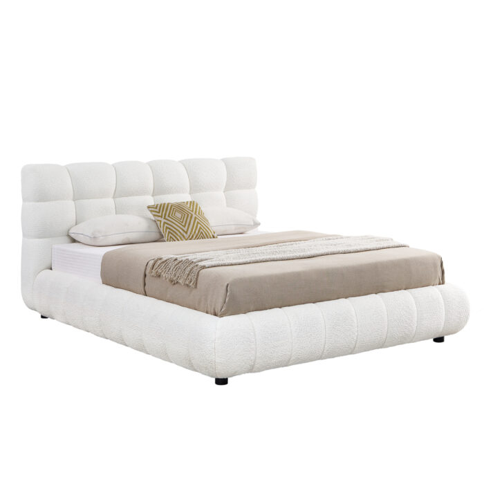 ΚΡΕΒΑΤΙ ΔΙΠΛΟ ΜΕ ΑΠΟΘ.ΧΩΡΟ BUBBLE SM725.02 ΛΕΥΚΟ CHENILLE ΥΦΑΣΜΑ--ΣΤΡΩΜΑ 160x200εκ - Image 1