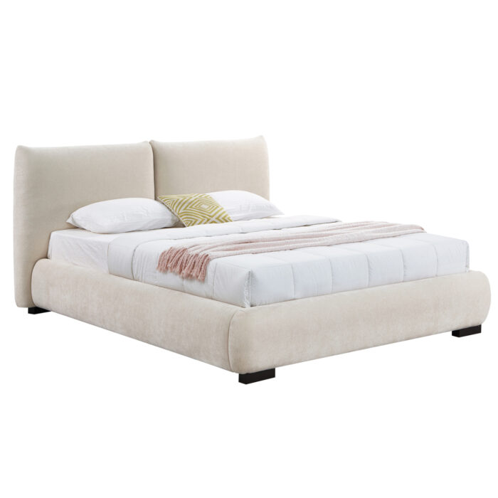 ΚΡΕΒΑΤΙ ΔΙΠΛΟ ΜΕ ΑΠΟΘ.ΧΩΡΟ NUVIA SM728.03 ΜΠΕΖ FAUX FUR ΥΦΑΣΜΑ--ΣΤΡΩΜΑ 160x200εκ - Image 1