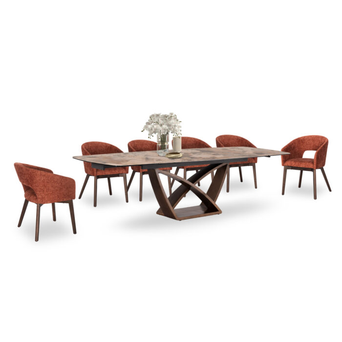 ΣΕΤ ΤΡΑΠΕΖΑΡΙΑΣ 7ΤΜΧ EMPIRE SM21229 ΚΕΡΑΜΙΚΟ TOP--ΠΟΡΤΟΚΑΛΙ ΥΦΑΣΜΑ - Image 1