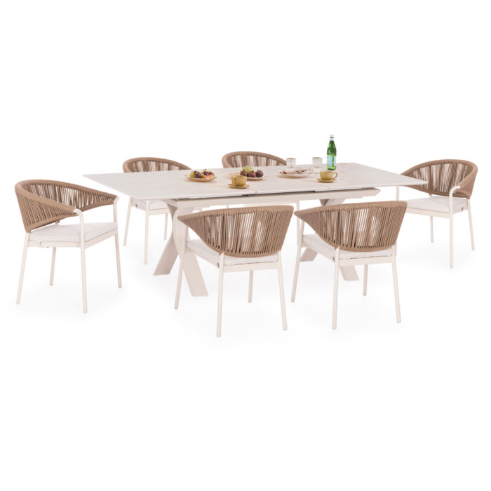 ΣΕΤ ΤΡΑΠΕΖΑΡΙΑΣ 7TMX ANDROMEDA (S) SM21249 ΑΛΟΥΜΙΝΙΟ-SINTERED STONE ΜΠΕΖ & ΕΚΡΟΥ - Image 1