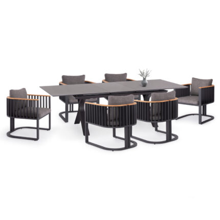 ΣΕΤ ΤΡΑΠΕΖΑΡΙΑΣ 7TMX ANDROMEDA (S) SM21253 ΑΛΟΥΜΙΝΙΟ-SINTERED STONE ΣΚΟΥΡΟ ΓΚΡΙ