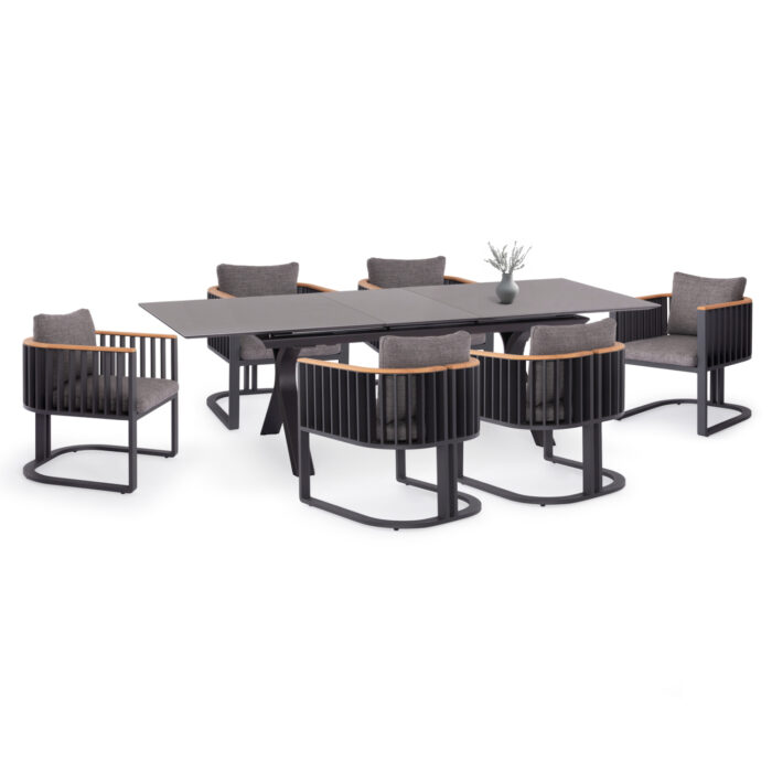 ΣΕΤ ΤΡΑΠΕΖΑΡΙΑΣ 7TMX ANDROMEDA (S) SM21253 ΑΛΟΥΜΙΝΙΟ-SINTERED STONE ΣΚΟΥΡΟ ΓΚΡΙ - Image 1