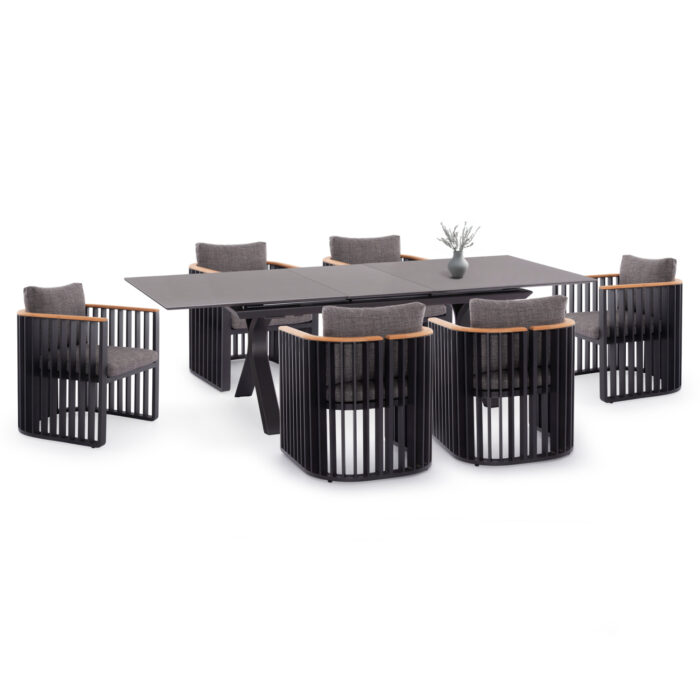 ΣΕΤ ΤΡΑΠΕΖΑΡΙΑΣ 7TMX ANDROMEDA (S) SM21254 ΑΛΟΥΜΙΝΙΟ-SINTERED STONE ΣΚΟΥΡΟ ΓΚΡΙ - Image 1