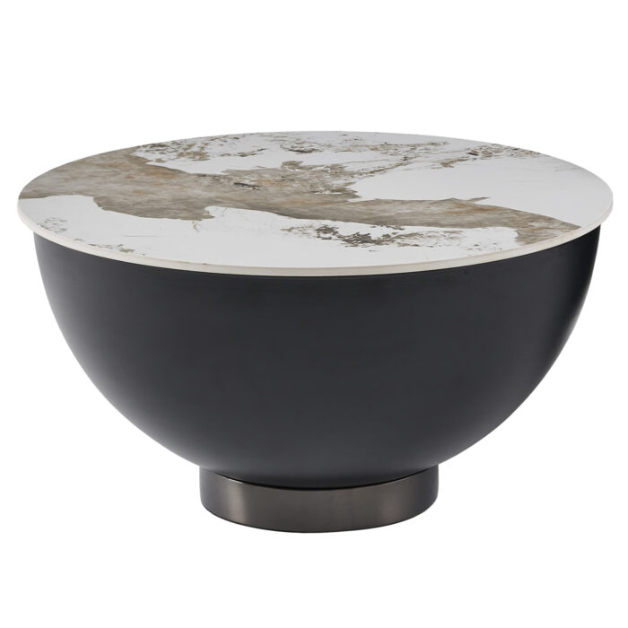 ΤΡΑΠΕΖΙ ΣΑΛΟΝΙΟΥ ERIDANO SM18309.02 ΜΕΤΑΛΛΟ ΜΑΥΡΟ-SINTERED STONE PANDORA Φ73x37Υεκ - Image 1