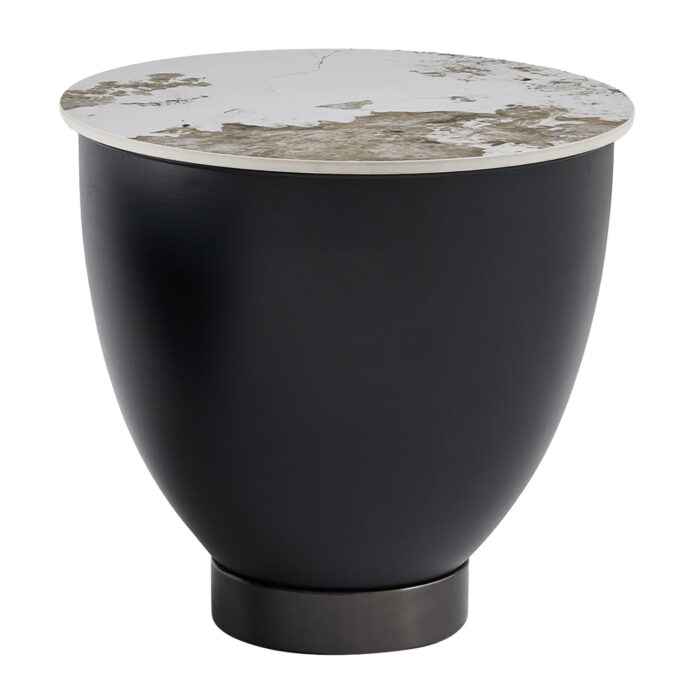 ΤΡΑΠΕΖΙ ΣΑΛΟΝΙΟΥ ERIDANO SM18310.02 ΜΕΤΑΛΛΟ ΜΑΥΡΟ-SINTERED STONE PANDORA Φ48x45Υεκ - Image 1
