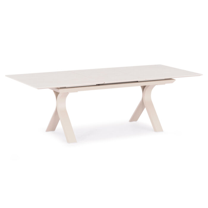 EXPANDABLE ALUMINUM DINING TABLE ANDROMEDA (S) SM6183 FRAME & SINTERED STONE TOP IN IVORY COLOR 180-240x100x76,5H - Image 1