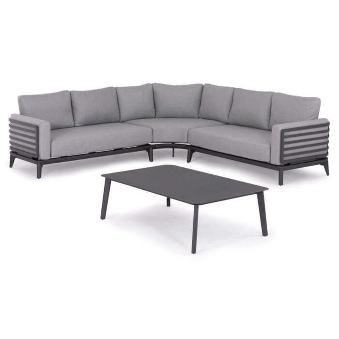 OUTDOOR LOUNGE SET 4PCS ORION CORNER SM6191.01 DARK GREY ALUMINUM & OLEFIN - Image 1