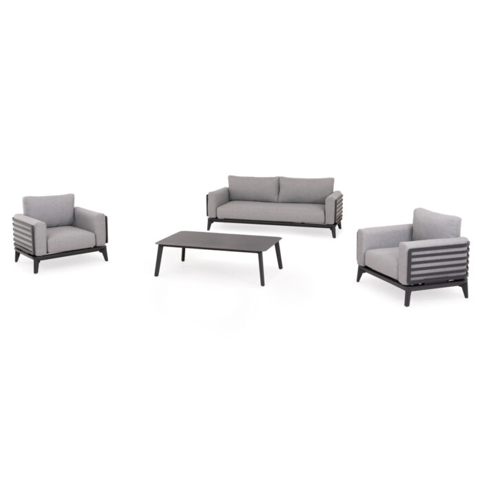OUTDOOR LOUNGE SET 4PCS ORION SM6192.01 DARK GREY ALUMINUM & GREY OLEFIN - Image 1