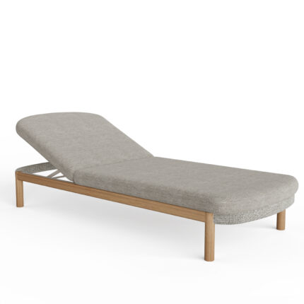 SUNLOUNGER PEARL SM6218 TEAK WOOD IN NATURAL-OLEFIN MATTRESS IN BEIGE 195x70x28-40Hcm.