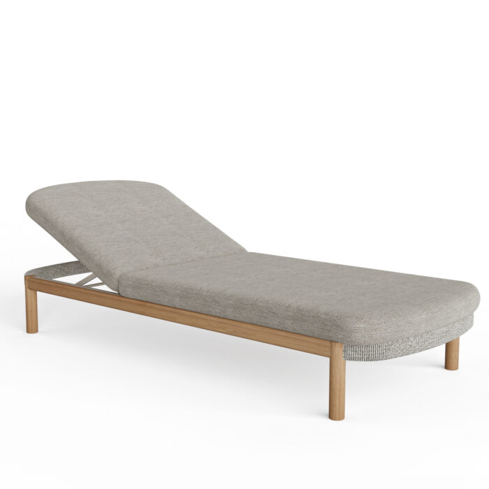 SUNLOUNGER PEARL SM6218 TEAK WOOD IN NATURAL-OLEFIN MATTRESS IN BEIGE 195x70x28-40Hcm. - Image 1