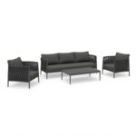 OUTDOOR LOUNGE SET 4PCS SERIES POLARIS SM6211.01 DARK GREY ALUMINUM-STRAPS-OLEFIN
