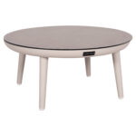 OUTDOOR COFFEE TABLE ROUND ZODIAC SM6214.02 CREAM WHITE ALUMINUM & GREY 3D PRINT GLASS TOP-Φ60x28Hcm.