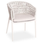 DINING CHAIR CAMELLIA SM6209.02 CREAM WHITE ALUMINUM-BEIGE P.E. ROPE & OLEFIN CUSHION