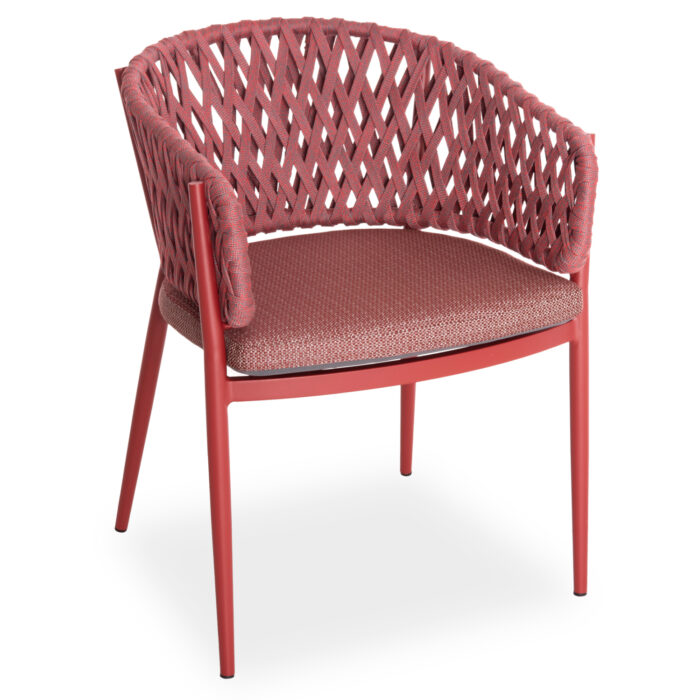 DINING CHAIR CAMELLIA SM6209.05 RED ALUMINUM-P.E. ROPE-OLEFIN CUSHION - Image 1