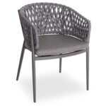 DINING CHAIR CAMELLIA SM6209.01 DARK GREY ALUMINUM-P.E. ROPE-OLEFIN CUSHION