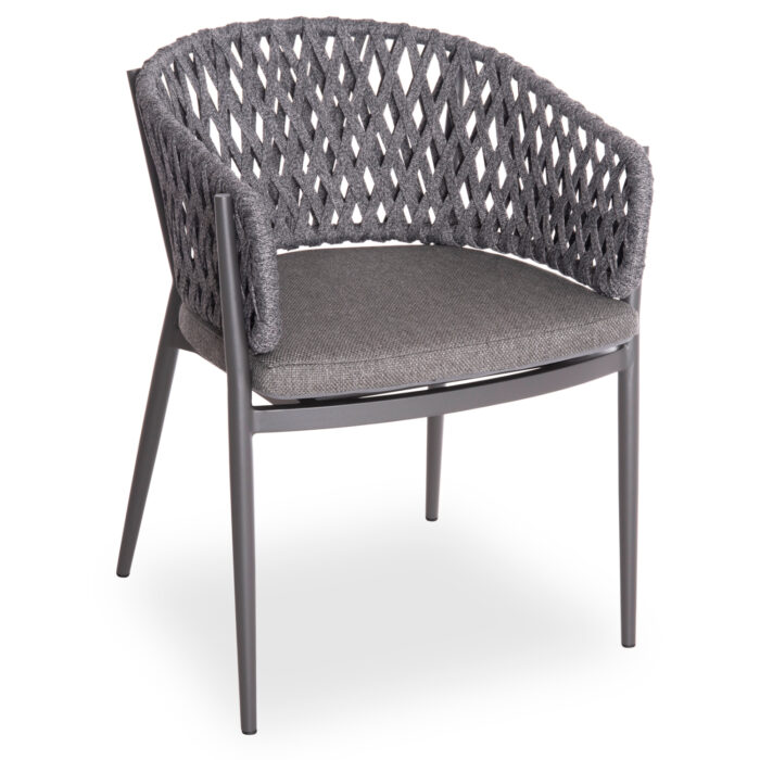 DINING CHAIR CAMELLIA SM6209.01 DARK GREY ALUMINUM-P.E. ROPE-OLEFIN CUSHION - Image 1