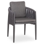 DINING ARMCHAIR KWEEN SM6210.01 DARK GREY ALUMINUM-P.E.STRAP ROPE-OLEFIN FABRIC 59x60x76Hcm.