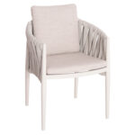 DINING ARMCHAIR KWEEN SM6210.02 CREAM WHITE ALUMINUM-BEIGE P.E.STRAP ROPE-OLEFIN FABRIC 59x60x76Hcm.
