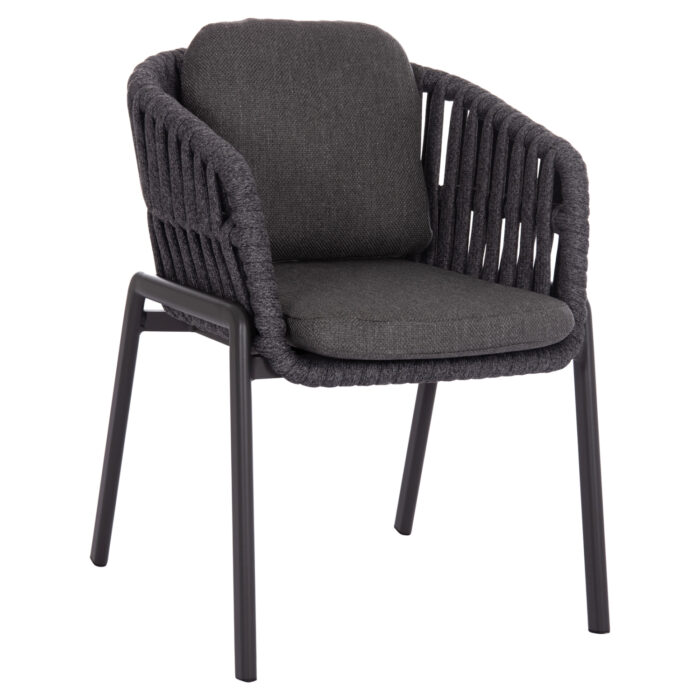 DINING ARMCHAIR EOS SM6212.01 DARK GREY ALUMINUM-STRAPS-OLEFIN FABRIC 65x62x80Hcm. - Image 1