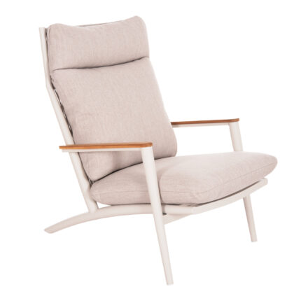 LOUNGE ARMCHAIR ZODIAC SM6213.02 CREAM WHITE ALUMINUM-ROPE-OLEFIN IN BEIGE-TEAK WOOD ARMRESTS 76x77,5x97Hcm.