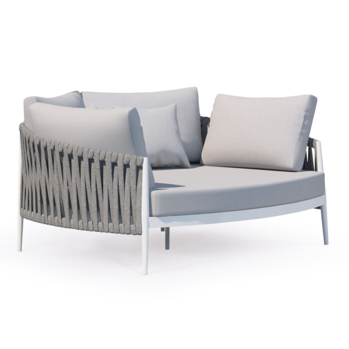 DAYBED SERIES POLARIS SM6215.02 ALUMINUM IN CREAM WHITE-STRAP ROPE & OLEFIN IN BEIGE 164x144x84Hcm. - Image 1