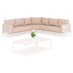 OUTDOOR LOUNGE SET 4PCS ORION CORNER SM6191.02 WHITE ALUMINUM & BEIGE OLEFIN