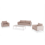 OUTDOOR LOUNGE SET 4PCS ORION SM6192.02 WHITE ALUMINUM & BEIGE OLEFIN