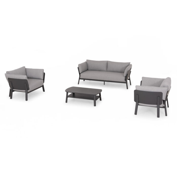 OUTDOOR LOUNGE SET 4PCS ENASTRON SM6194.01 DARK GREY ALUMINUM & GREY OLEFIN FABRIC - Image 1