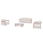 OUTDOOR LOUNGE SET 4PCS EUTOPIA SM6237.02 ALUMINUM IN CREAM WHITE-OLEFIN IN BEIGE-PRINTED GLASS