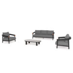 OUTDOOR LOUNGE SET 4PCS EUTOPIA SM6237.01 ALUMINUM-OLEFIN-PRINTED GLASS IN DARK GREY