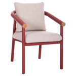 DINING CHAIR SERIES EUTOPIA SM6239.05 ALUMINUM IN RED-BEIGE OLEFIN FABRIC 62x66x78Hcm.