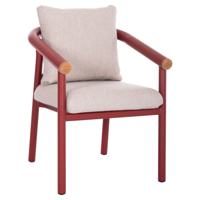 DINING CHAIR SERIES EUTOPIA SM6239.05 ALUMINUM IN RED-BEIGE OLEFIN FABRIC 62x66x78Hcm. - Image 1