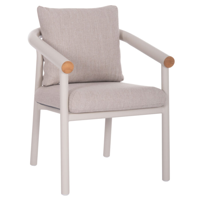 DINING CHAIR SERIES EUTOPIA SM6239.02 CREAM WHITE ALUMINUM-BEIGE OLEFIN FABRIC 62x66x78Hcm. - Image 1