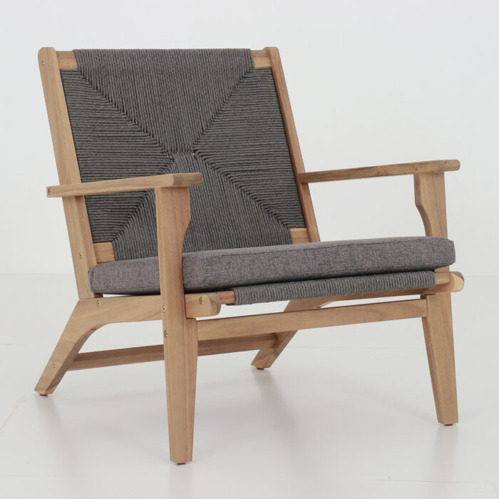 ARMCHAIR FORTUNA SM6246.02 ACACIA WOOD IN NATURAL COLOR-GREY ROPE & CUSHION 64x78,5x79Hcm. - Image 1