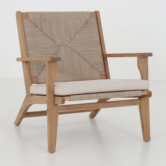ARMCHAIR FORTUNA SM6246.01 ACACIA WOOD IN NATURAL COLOR-BEIGE ROPE & CUSHION 64x78,5x79Hcm. - Image 1