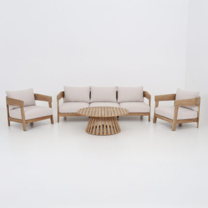 OUTDOOR LOUNGE SET 4PCS HERMANO SM6263 ACACIA WOOD-BEIGE FABRIC