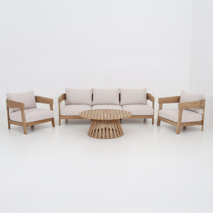 OUTDOOR LOUNGE SET 4PCS HERMANO SM6263 ACACIA WOOD-BEIGE FABRIC - Image 1