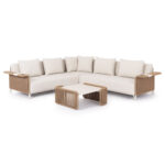 OUTDOOR LOUNGE SET 2PCS AURORA SM6319 IVORY ALUMINUM-BEIGE TWISTED WICKER-SINTERED STONE