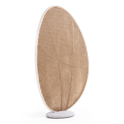 ALUMINUM SCREEN DIVIDER KOMORABI (L) SM6180.01 IVORY COLOR FRAME-WICKER IN BEIGE 110x33x199Hcm.