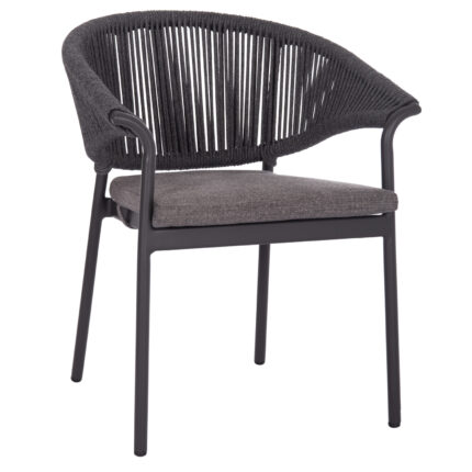 ALUMINUM DINING CHAIR STELLAR SM6320.02 ANTHRACITE FRAME & CUSHION-NATURAL ROPE 64,5x60x78,5Hcm